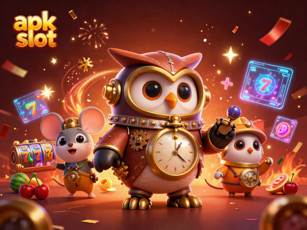 Spin jackpots and win with exciting apk slot gaming visuals featuring a whimsical owl and mouse.